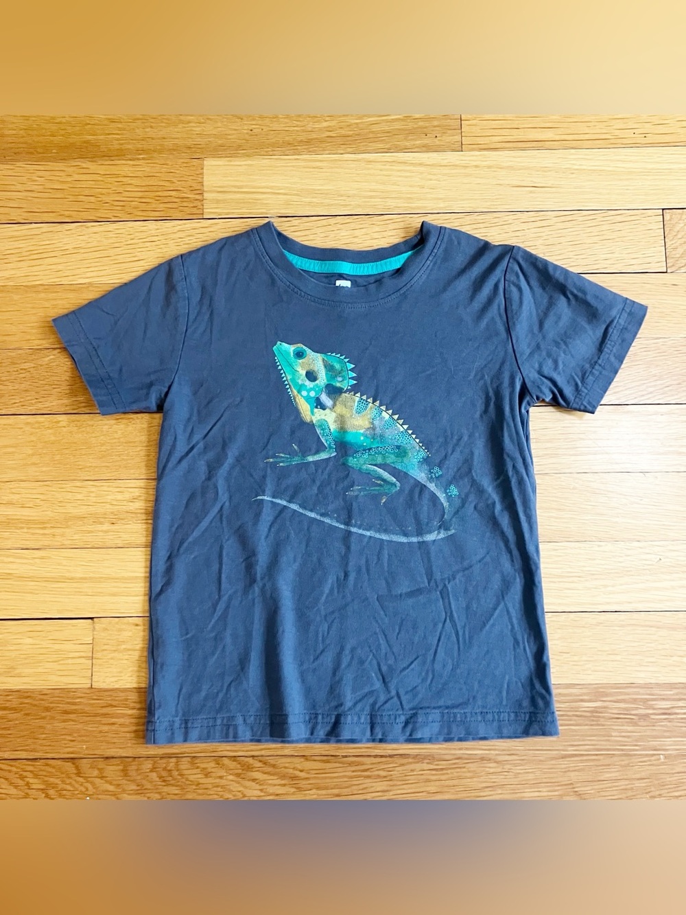 Tea Collection Black Green Chameleon Lizard Jungle Reptile Animal Tee T-Shirt 5